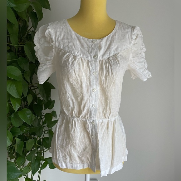Meadow rue anthropologie linen button down top - Picture 1 of 2